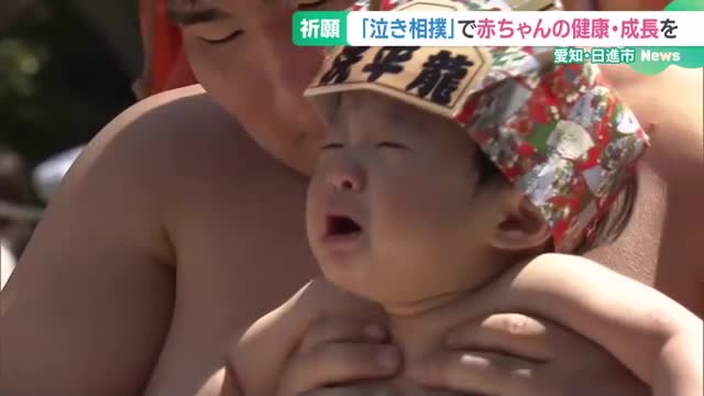 「いい泣きっぷり」赤ちゃんの健康と成長を祈願“泣き相撲”　2歳までの約160人が参加　愛知県日進市