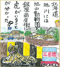北海道
旭川には
旭山動物園と
銀座商店街に
虎がいることが
分かった！？