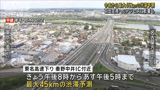 2日夜から最大45kmの渋滞予測　羽田空港へのアクセスに影響も