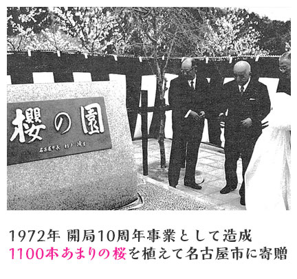 1972年 開局10周年事業として造成 1100本あまりの桜を植えて名古屋市に寄贈